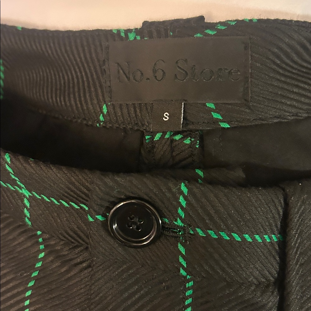 NO.6 KENT PANT Black and Green Plaid Wide Leg in SMALL - Picture 5 of 10